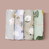 Elinfant Rainbow Color 100% Cotton 4PCS Gift Set Popular Muslin Swaddle Blankets Bamboo Cotton Newborn Baby Bath Towel Wrap