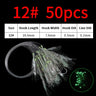 Elllv 50pcs 6# -28# Pre Tied Flash Fish Skin Sabiki Rigs Monofilament Line Saltwater Mackerel Herring Fishing Luminous Lure Hook