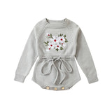 Embroidery Floral Baby Girls Sweater Romper Newborn Long Sleeve Knit Clothes Drawstring Princess Knitwear Winter Fall Jumpsuit