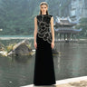 Epoch Luxury Evening Dress فساتين السهرة 2024 New Arabia Elegant Crystal O-Neck Straight Women Sexy Black Cocktail Prom Gown