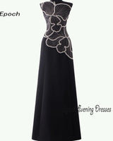 Epoch Luxury Evening Dress فساتين السهرة 2024 New Arabia Elegant Crystal O-Neck Straight Women Sexy Black Cocktail Prom Gown