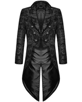 European Clothing Classical Devil Mens Gothic Steampunk Tailcoat Jacket Black Brocade Damask Wedding