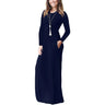 European and American women's clothing autumn new style long sleeve round collar loose dress solid color long dress