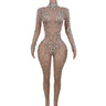 Evening Birthday Celebrate Sexy Rompers Prom Party Singer Costume Show Wear Big Pearl Bling Silver Stones Mesh Jumpsuit