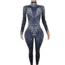 Evening Birthday Celebrate Sexy Rompers Prom Party Singer Costume Show Wear Big Pearl Bling Silver Stones Mesh Jumpsuit