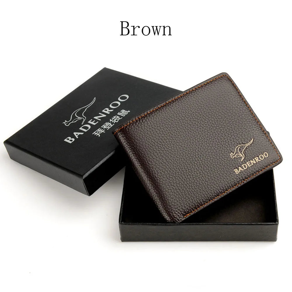 Exquisite Cowhide Genuine Leather Men’s Wallets Waterproof Credit Business Card Holder Male Passport Cover Short Fold Purses