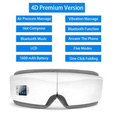 Eye Massager 4D Smart Airbag Vibration Eye Care Instrument Hot Compress Bluetooth Eye Massage Glasses Fatigue Pouch & Wrinkle