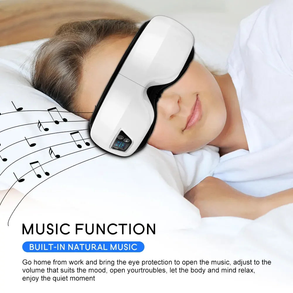 Eye Massager 6D Smart Airbag Vibration Eye Care Instrument Hot Compress Bluetooth Eye Massage Glasses Fatigue Pouch & Wrinkle