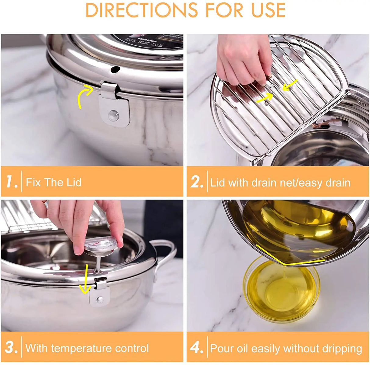 F2 Japanese Deep Frying Pot Panela with a Thermometer and a Lid Kitchen Tempura Fryer Pan 20/24 cm BBQ Cooking pots Cookware set