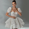 FDHAOLU Short Evening Dress Sweetheart A-Line Mini Wedding Dress 2024 Detachable Sleeves Prom Gowns Bride Formal Party Dress