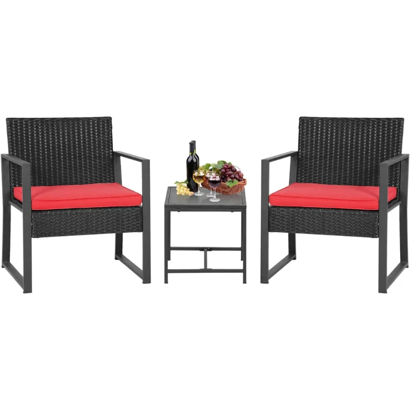 FDW Patio Furniture Sets 3 Piece Outdoor Bistro Set Wicker Patio Chairs Rattan Outdoor Furniture for Backyard Porch Poolside