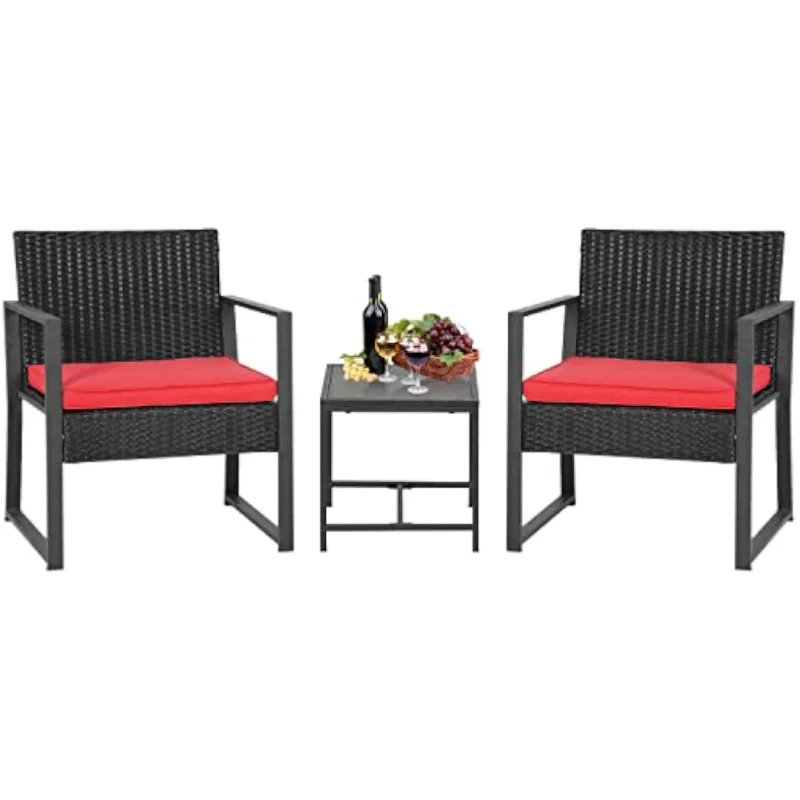 FDW Patio Furniture Sets 3 Piece Outdoor Bistro Set Wicker Patio Chairs Rattan Outdoor Furniture for Backyard Porch Poolside