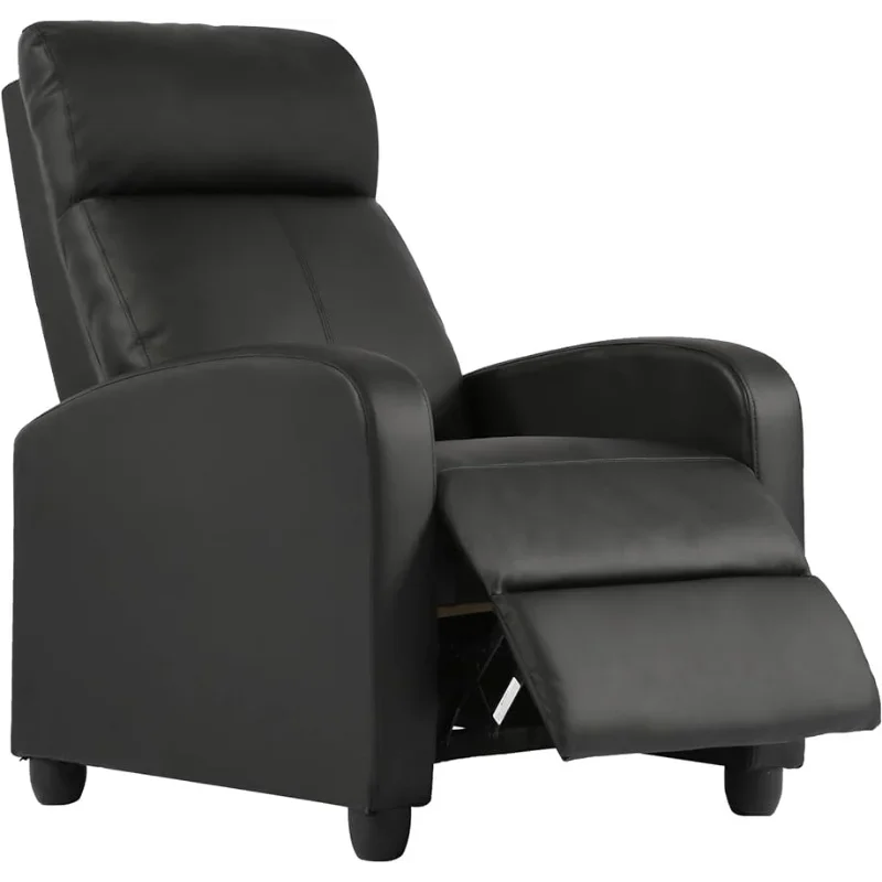 FDW Recliner Chair for Living Room Home Theater Seating Single Reclining Sofa Lounge with Padded Seat Backrest (Black)