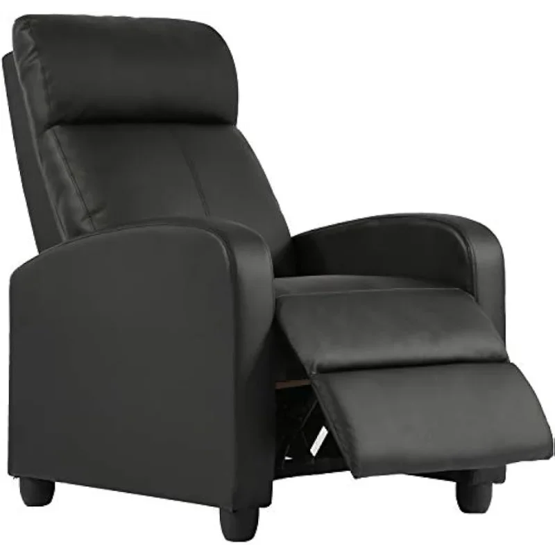 FDW Recliner Chair for Living Room Home Theater Seating Single Reclining Sofa Lounge with Padded Seat Backrest (Black)