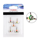 FISH KING 0.4/0.6/0.8g Ice Fishing Hooks Hard Lure High Carbon Steel Barbed Treble Fishhooks For Winter Carp Bass Fishing