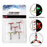 FISH KING 0.4/0.6/0.8g Ice Fishing Hooks Hard Lure High Carbon Steel Barbed Treble Fishhooks For Winter Carp Bass Fishing