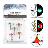 FISH KING 0.4/0.6/0.8g Ice Fishing Hooks Hard Lure High Carbon Steel Barbed Treble Fishhooks For Winter Carp Bass Fishing