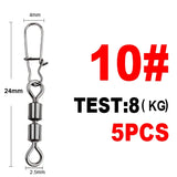 FTK 3/0#-14# Pike Fishing Accessories Connector Pin Bearing Rolling Swivel Stainless Steel Snap Fishhook Lure Swivels Tackle