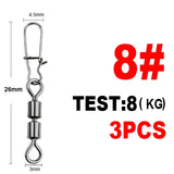 FTK 3/0#-14# Pike Fishing Accessories Connector Pin Bearing Rolling Swivel Stainless Steel Snap Fishhook Lure Swivels Tackle