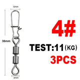 FTK 3/0#-14# Pike Fishing Accessories Connector Pin Bearing Rolling Swivel Stainless Steel Snap Fishhook Lure Swivels Tackle