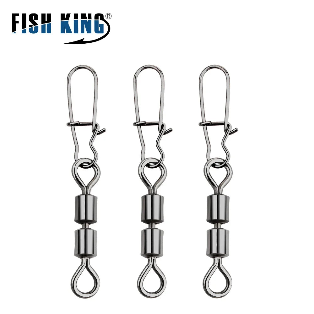 FTK 3/0#-14# Pike Fishing Accessories Connector Pin Bearing Rolling Swivel Stainless Steel Snap Fishhook Lure Swivels Tackle