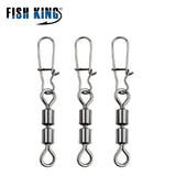 FTK 3/0#-14# Pike Fishing Accessories Connector Pin Bearing Rolling Swivel Stainless Steel Snap Fishhook Lure Swivels Tackle