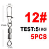 FTK 3/0#-14# Pike Fishing Accessories Connector Pin Bearing Rolling Swivel Stainless Steel Snap Fishhook Lure Swivels Tackle