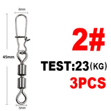 FTK 3/0#-14# Pike Fishing Accessories Connector Pin Bearing Rolling Swivel Stainless Steel Snap Fishhook Lure Swivels Tackle