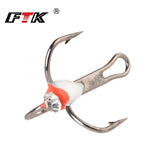 FTK 5pcs/pack High Carbon Steel Winter Ice Fishing Treble Hooks With 3D EYE 6/8/10/12# Barbed Fishhooks Fishing Tackle