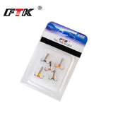 FTK 5pcs/pack High Carbon Steel Winter Ice Fishing Treble Hooks With 3D EYE 6/8/10/12# Barbed Fishhooks Fishing Tackle