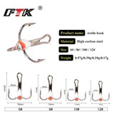 FTK 5pcs/pack High Carbon Steel Winter Ice Fishing Treble Hooks With 3D EYE 6/8/10/12# Barbed Fishhooks Fishing Tackle