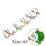 FTK 5pcs/pack High Carbon Steel Winter Ice Fishing Treble Hooks With 3D EYE 6/8/10/12# Barbed Fishhooks Fishing Tackle