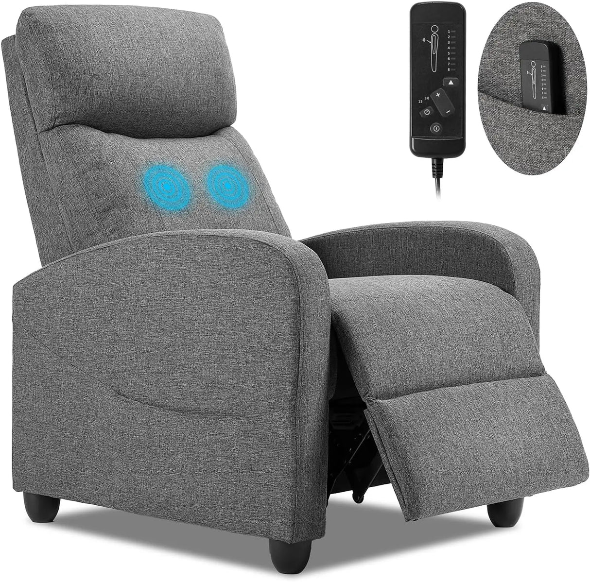 Fabric Recliner Sofa Adjustable Home Theater Seating Lounge with Padded Seat Backrest, Small Recliners for Living Room