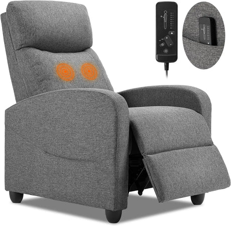 Fabric Recliner Sofa Adjustable Home Theater Seating Lounge with Padded Seat Backrest, Small Recliners for Living Room