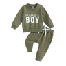 Fall Casual Baby Boys Outfits Newborn Clothes Letter Print Long Sleeve Sweatshirt Tops Drawstring Pants Set Infant Soft Suits