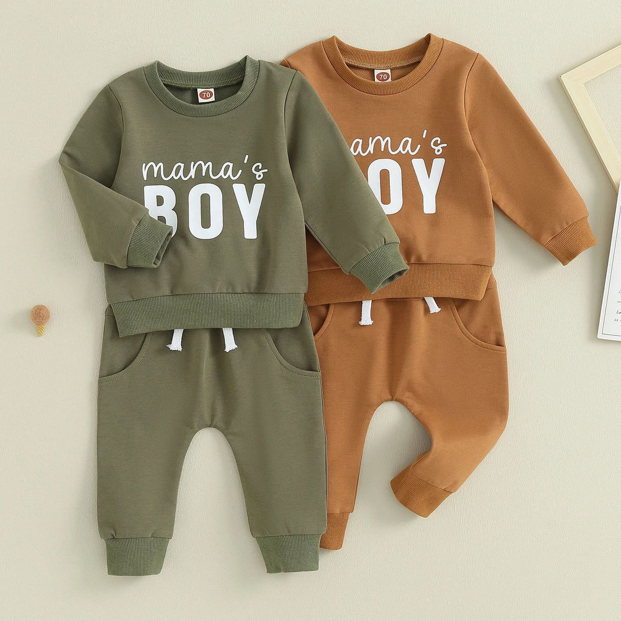 Fall Casual Baby Boys Outfits Newborn Clothes Letter Print Long Sleeve Sweatshirt Tops Drawstring Pants Set Infant Soft Suits