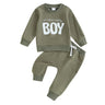 Fall Casual Baby Boys Outfits Newborn Clothes Letter Print Long Sleeve Sweatshirt Tops Drawstring Pants Set Infant Soft Suits