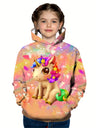 Fall Winter Kids Adorable Pony 3D Print Thick Fleece Warm Hoodie Tops Outwear Trendy Cool Sweatshirts For Boys Girls