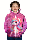 Fall Winter Kids Adorable Pony 3D Print Thick Fleece Warm Hoodie Tops Outwear Trendy Cool Sweatshirts For Boys Girls