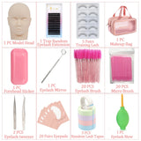 False Eyelash Extension Kit Set Beginner Mannequin Head Lash Brush Tweezers Scissors Lashes Pad Storage Accessories Makeup Tool