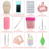 False Eyelash Extension Kit Set Beginner Mannequin Head Lash Brush Tweezers Scissors Lashes Pad Storage Accessories Makeup Tool