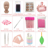 False Eyelash Extension Kit Set Beginner Mannequin Head Lash Brush Tweezers Scissors Lashes Pad Storage Accessories Makeup Tool