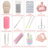 False Eyelash Extension Kit Set Beginner Mannequin Head Lash Brush Tweezers Scissors Lashes Pad Storage Accessories Makeup Tool