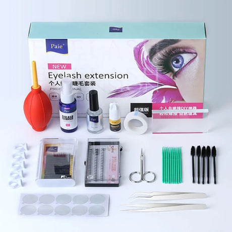 False Eyelash Extension Training Kit Practice Model Head Eye Pads Tweezers Glue Ring Brush Grafting Eyelash Tools Kit