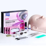 False Eyelash Extension Training Kit Practice Model Head Eye Pads Tweezers Glue Ring Brush Grafting Eyelash Tools Kit