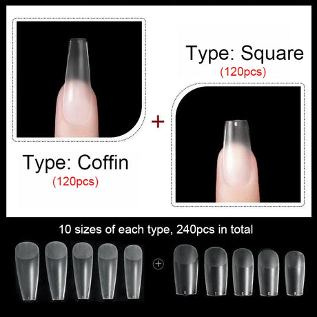 False Nails New Matte Tips Fake Nail Capsule Press on Coffin/Stiletto/Almond/Square/Oval Nail Art Practice Manicure Tool