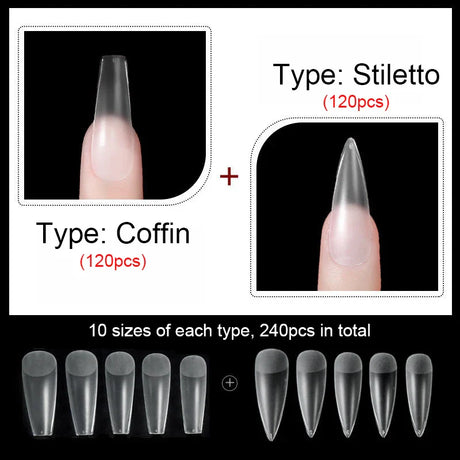 False Nails New Matte Tips Fake Nail Capsule Press on Coffin/Stiletto/Almond/Square/Oval Nail Art Practice Manicure Tool