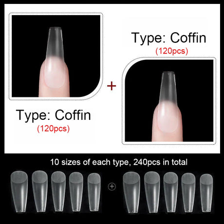 False Nails New Matte Tips Fake Nail Capsule Press on Coffin/Stiletto/Almond/Square/Oval Nail Art Practice Manicure Tool