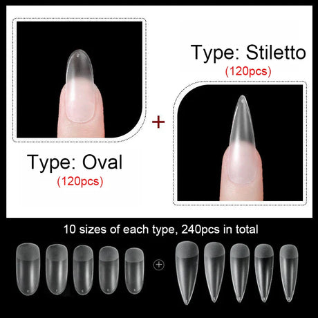 False Nails New Matte Tips Fake Nail Capsule Press on Coffin/Stiletto/Almond/Square/Oval Nail Art Practice Manicure Tool