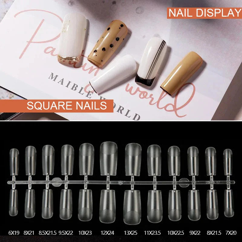 False Nails New Matte Tips Fake Nail Capsule Press on Coffin/Stiletto/Almond/Square/Oval Nail Art Practice Manicure Tool